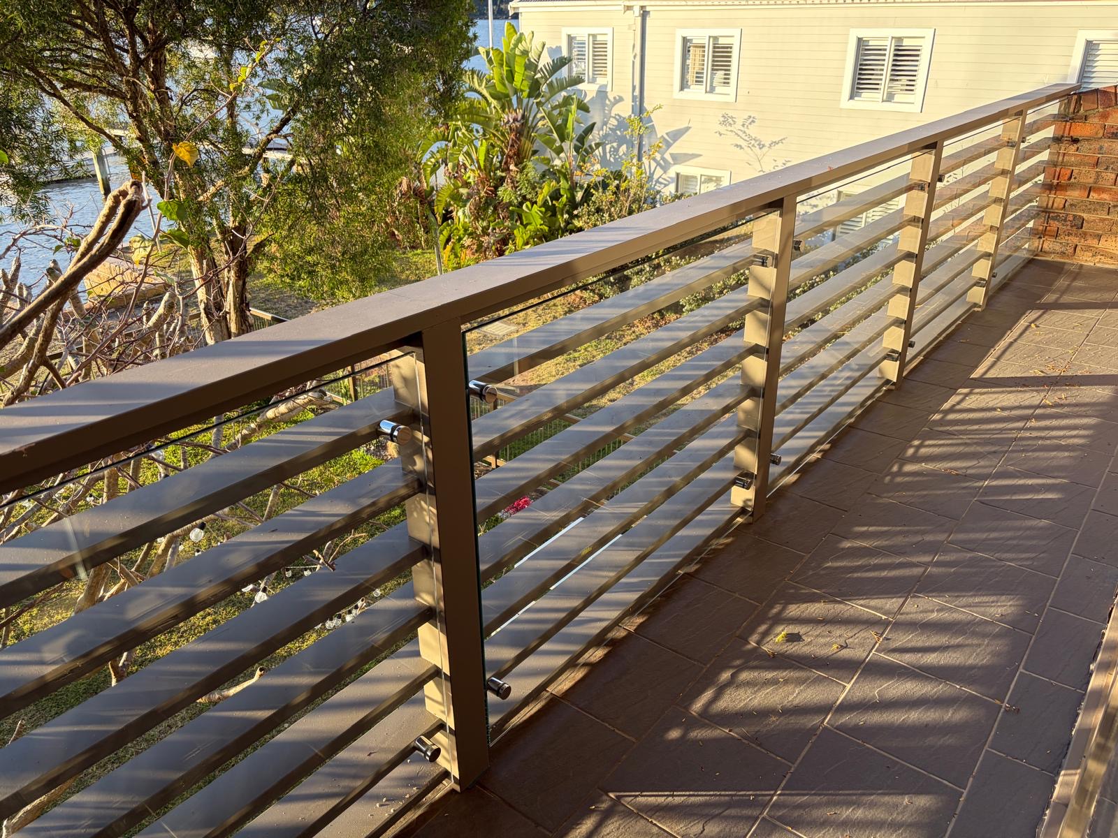 Balustrade and paved terrace