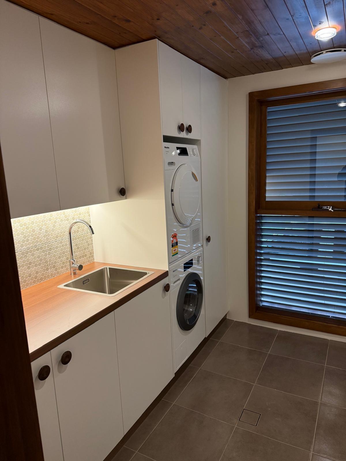 Joinery and timber-lined laundry